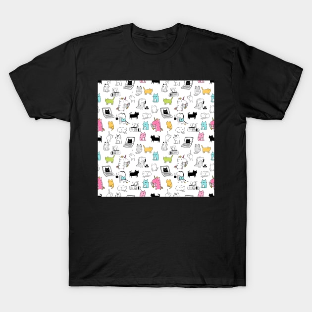 Unicorn, dino, cats T-Shirt by kostolom3000